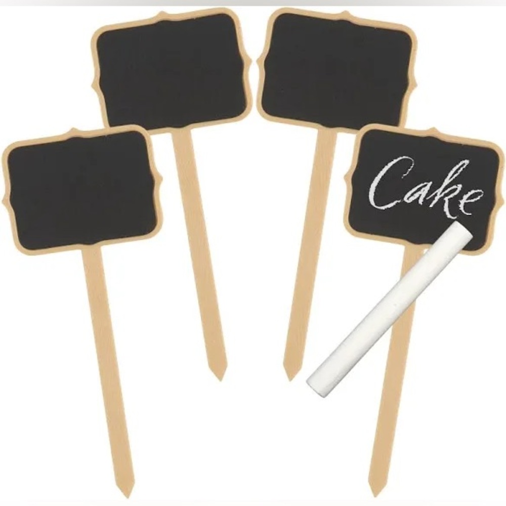 Chalkboard Food Sign Picks with Chalk NEW 4ct